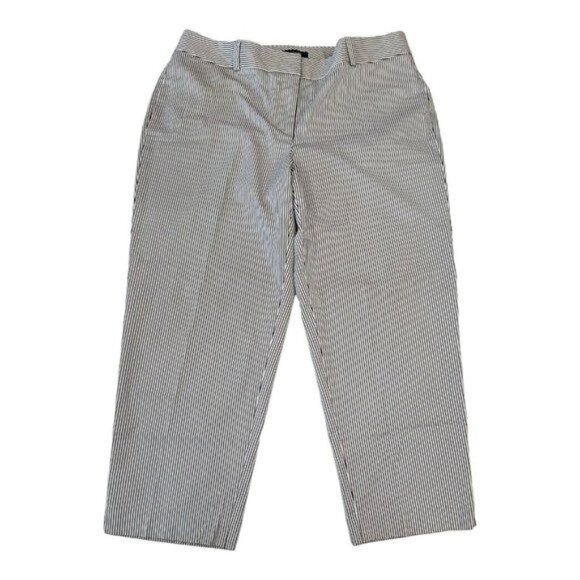  Talbots Signature Crop Pants Women SZ 14 Black Off White Stripes Straight Legs - Picture 10 of 13